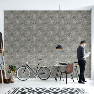 Blue-Grey Zinnia Blooms Hand Drawn Line Art Wallpaper