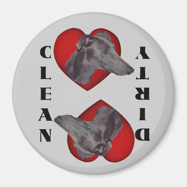 Blue Greyhound Heart Dog Dishwasher Magnet (Front)