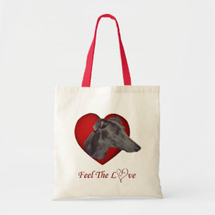 Blue Greyhound Love Heart Dog Tote Bag