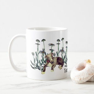 Blue Greyhound Puppy Daisies Personalised Coffee Mug