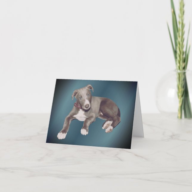 Blue Greyhound Puppy Dog Personalized Note Card (Front)