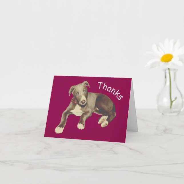 Blue Greyhound Puppy Personalised Thank You Card (Small Plant)