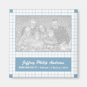 Blue Grid Photo Magnet