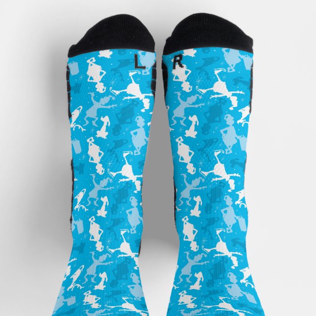 Blue Grinch Ice Skating Pattern Socks (Top)