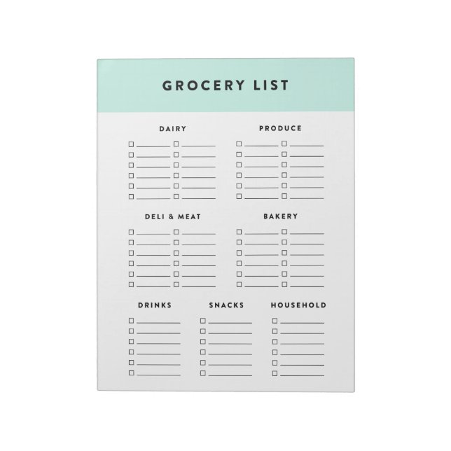 Blue Grocery List Notepad (Rotated)