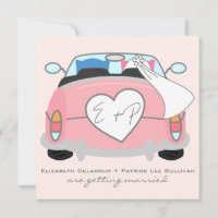 Blue Groom Owl & Pink Bride Owl Wedding Invitation