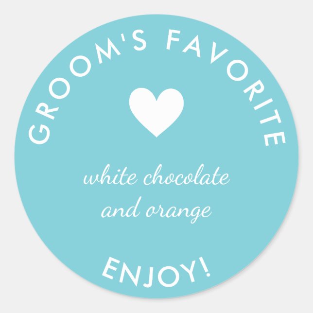 Blue groom's favourite wedding favour sticker (Front)