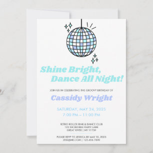 Blue Groovy Disco Birthday Invitation