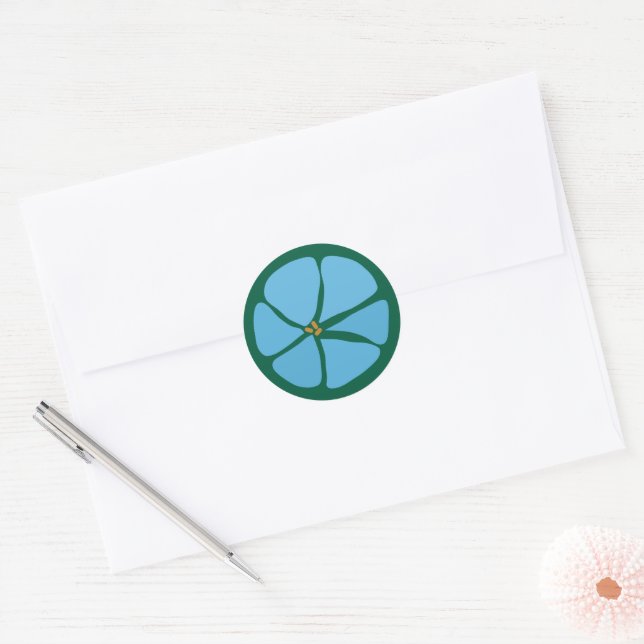 Blue Groovy Flower Pattern Wedding Invitation Seal (Envelope)
