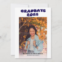 Blue Groovy Font Photo Graduation Party Invitation