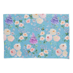 Blue Grotto Watercolor Floral Pillowcase