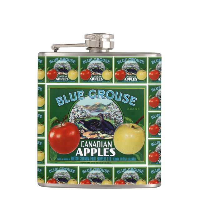Blue Grouse Canadian Apples Hip Flask (Front)