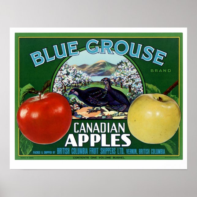 Blue Grouse Canadian Apples Poster (Front)