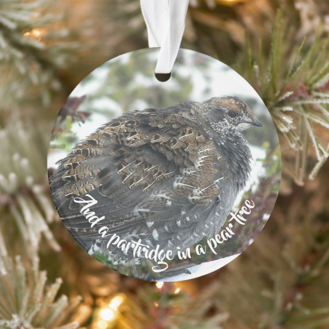 Blue Grouse in Snow Holiday Ornament (Tree)