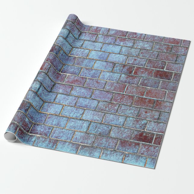 blue grunge brick wrapping paper  (Unrolled)