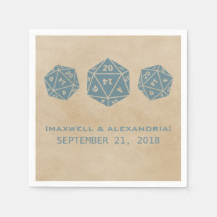 Blue Grunge D20 Dice Gamer Paper Napkins
