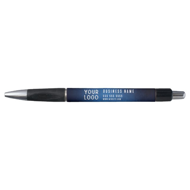 Blue Grunge Gradient Custom Logo Pens (Front)