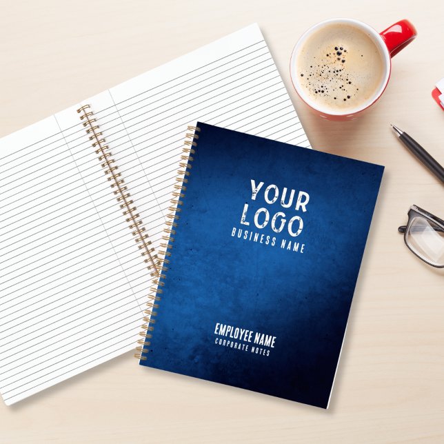 Blue Grunge Gradient Personalised Corporate Notes Notebook (Creator Uploaded)