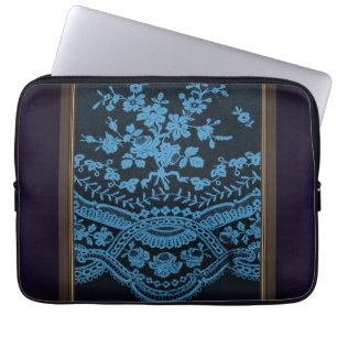 Blue Grunge Lace Laptop Sleeve
