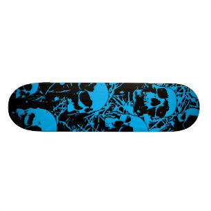 Blue Grunge Skulls Skateboard