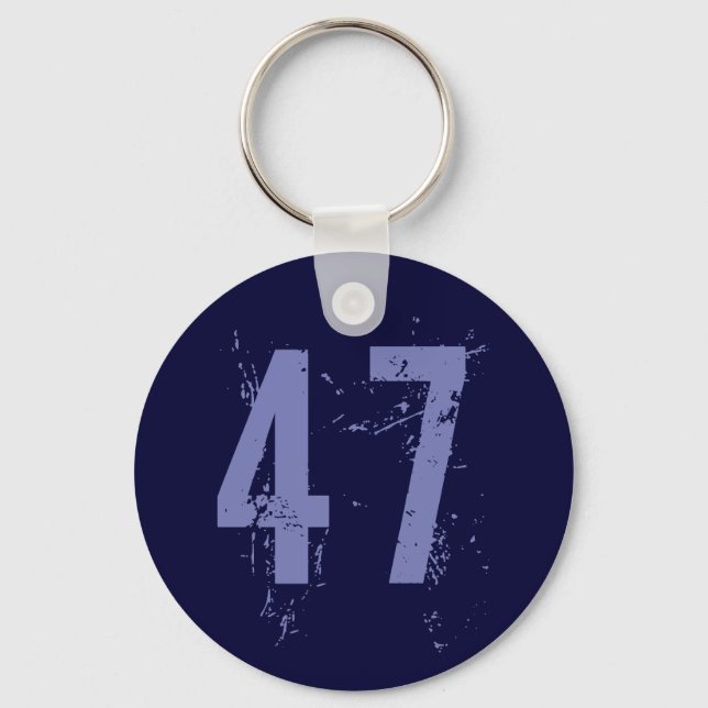 BLUE GRUNGE STYLE NUMBER 47 KEY RING (Front)