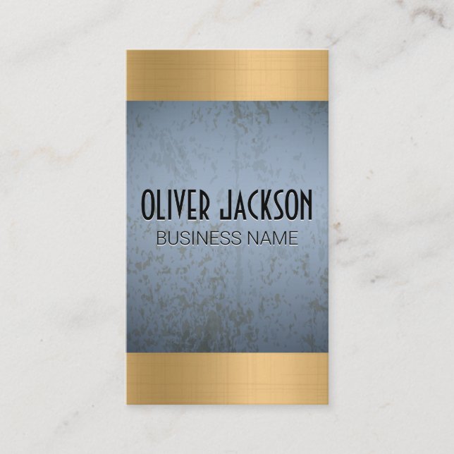 Blue Grunge Texture | Golden Metallic Shine Business Card (Front)