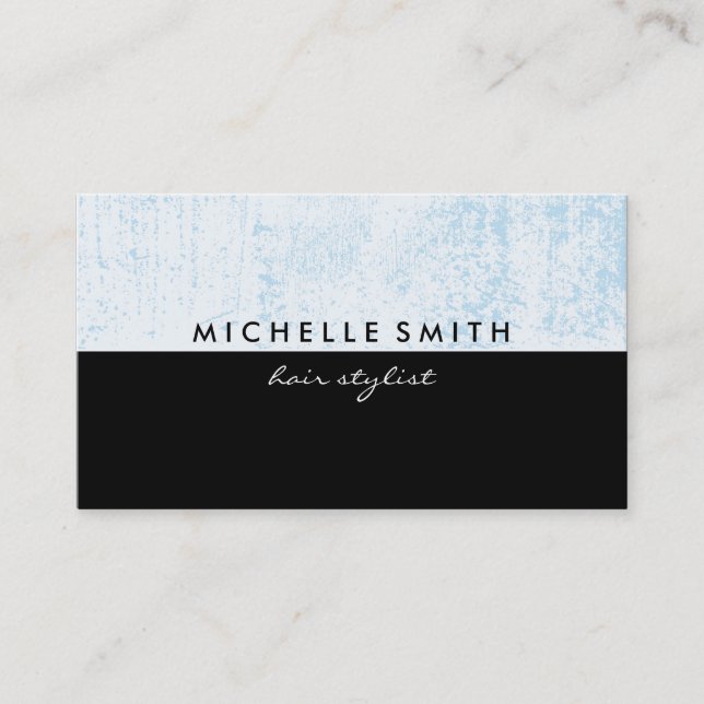 Blue Grunge with Plain Black Business Card (Front)
