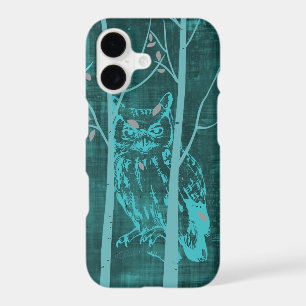 Blue Grunge Woodland Owl