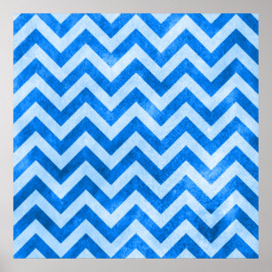 Blue Grunge Zigzag Poster