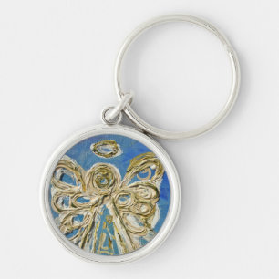 Blue Guardian Angel Art Custom Pendant Keychain