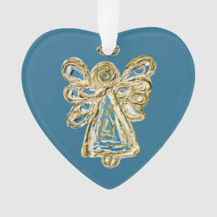 Blue Guardian Angel Art Holiday Pendant Ornament