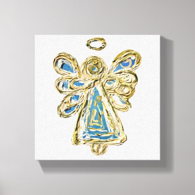 Blue Guardian Angel Art Wrapped Canvas Painting (Front)
