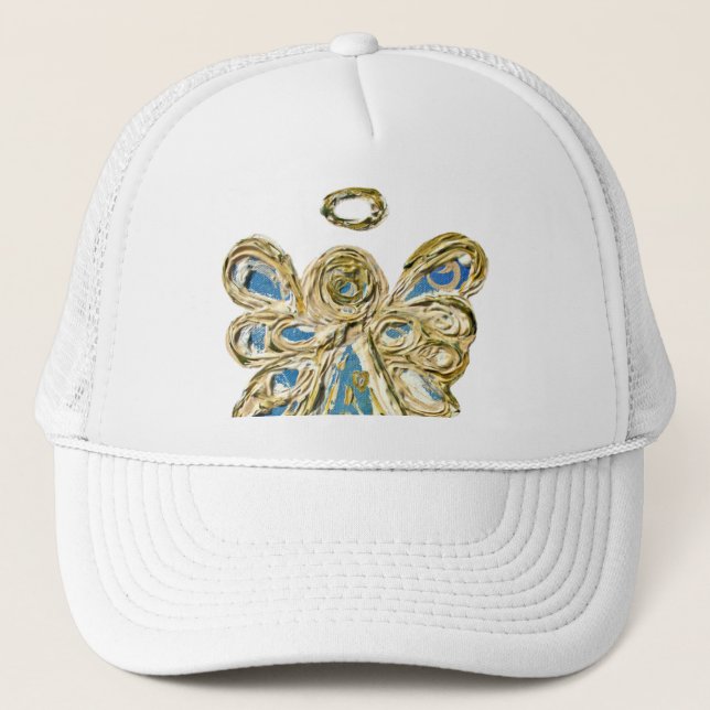 Blue Guardian Angel Custom Art Hat or Cap (Front)