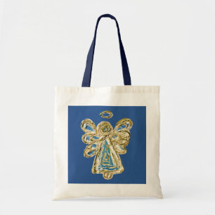 Blue Guardian Angel Custom Art Tote Bags