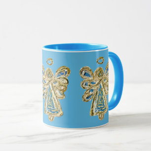 Blue Guardian Angel Custom Coffee Cup Mug