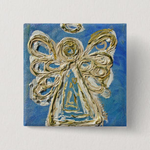 Blue Guardian Angel Custom Holiday Button Pin