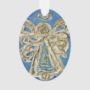Blue Guardian Angel Gift Holiday Ornament