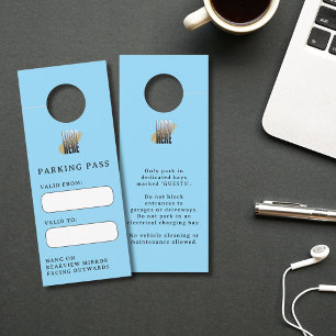 Blue Guest Parking Pass Custom Logo Mirror Door Hanger