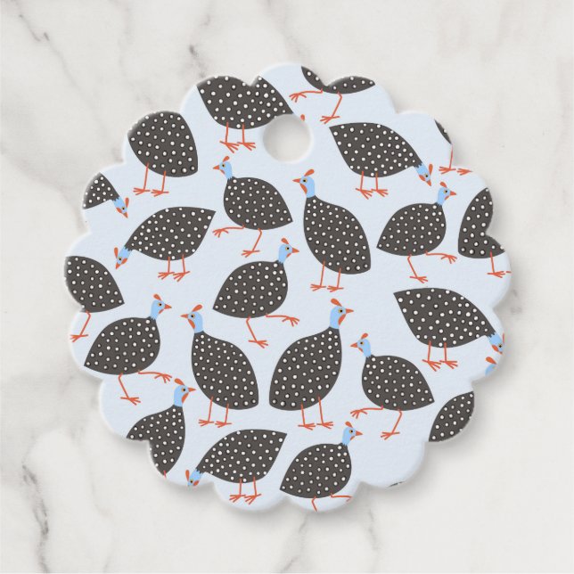 Blue Guinea Fowl Pattern Favour Tags (Front)