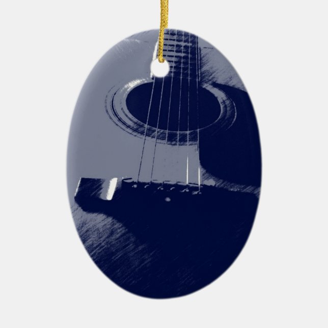 Blue Guitar Ceramic Tree Decoration (Front)