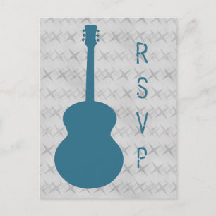 Blue Guitar Grunge RSVP Postcard