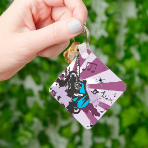 Blue Guitar Keychain
