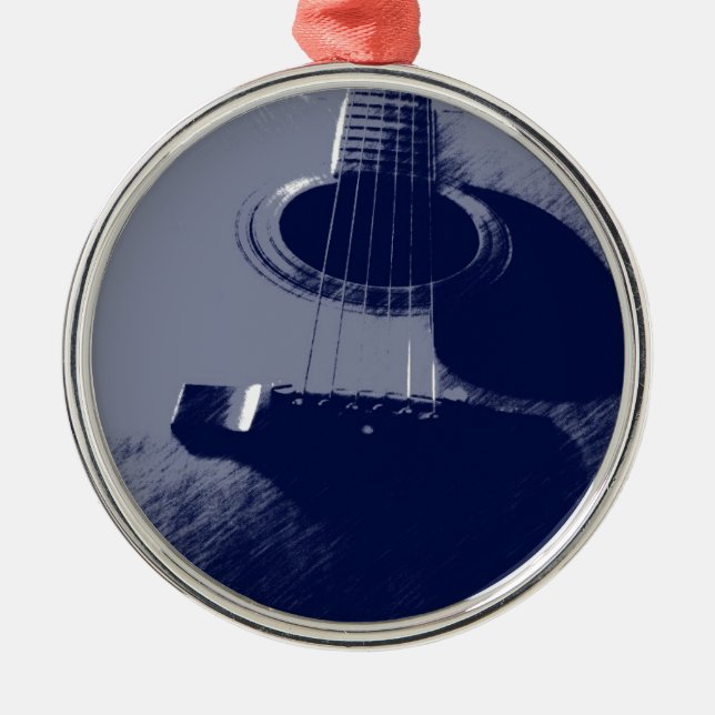 Blue Guitar Metal Tree Decoration (Front)