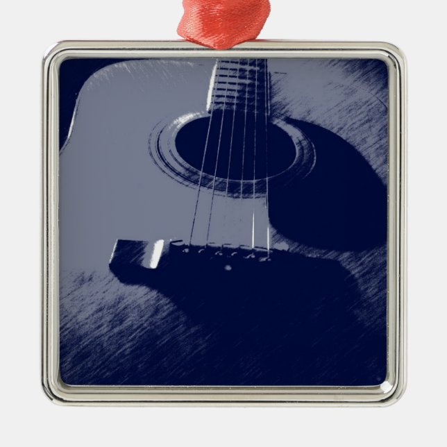 Blue Guitar Metal Tree Decoration (Front)
