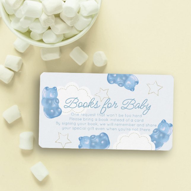 Blue Gummy Bear Baby Shower Book Request Enclosure Card (Creator Uploaded)