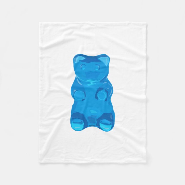 Blue Gummybear Illustration Fleece Blanket (Front)