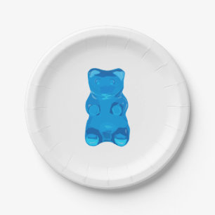 Blue Gummybear Illustration Paper Plate