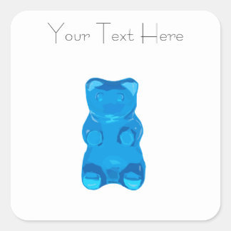 Blue Gummybear Illustration Square Sticker