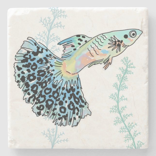 Blue Guppy Stone Coaster (Front)