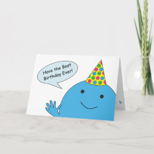 Blue Guy With Party Hat Happy Birthday  Card